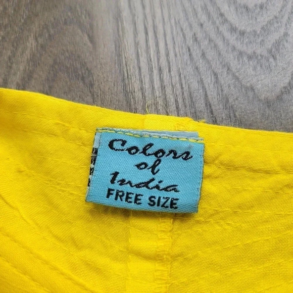 Colors of India Dress Womans Long Sleeveless Free Size Yellow Fringe Maxi Layere - Picture 7 of 12